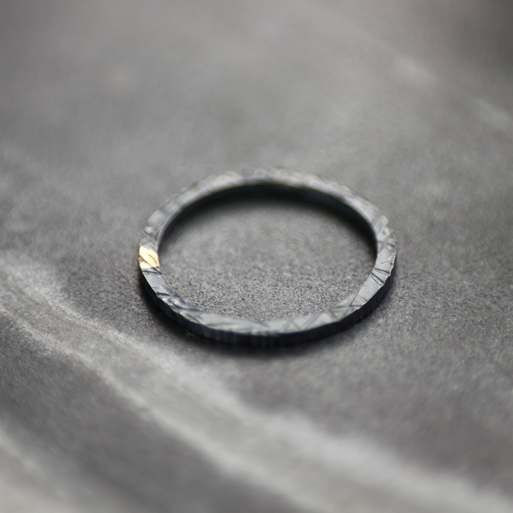 Oxidised Silver & Gold Linear Textured Skinny Ring image 5