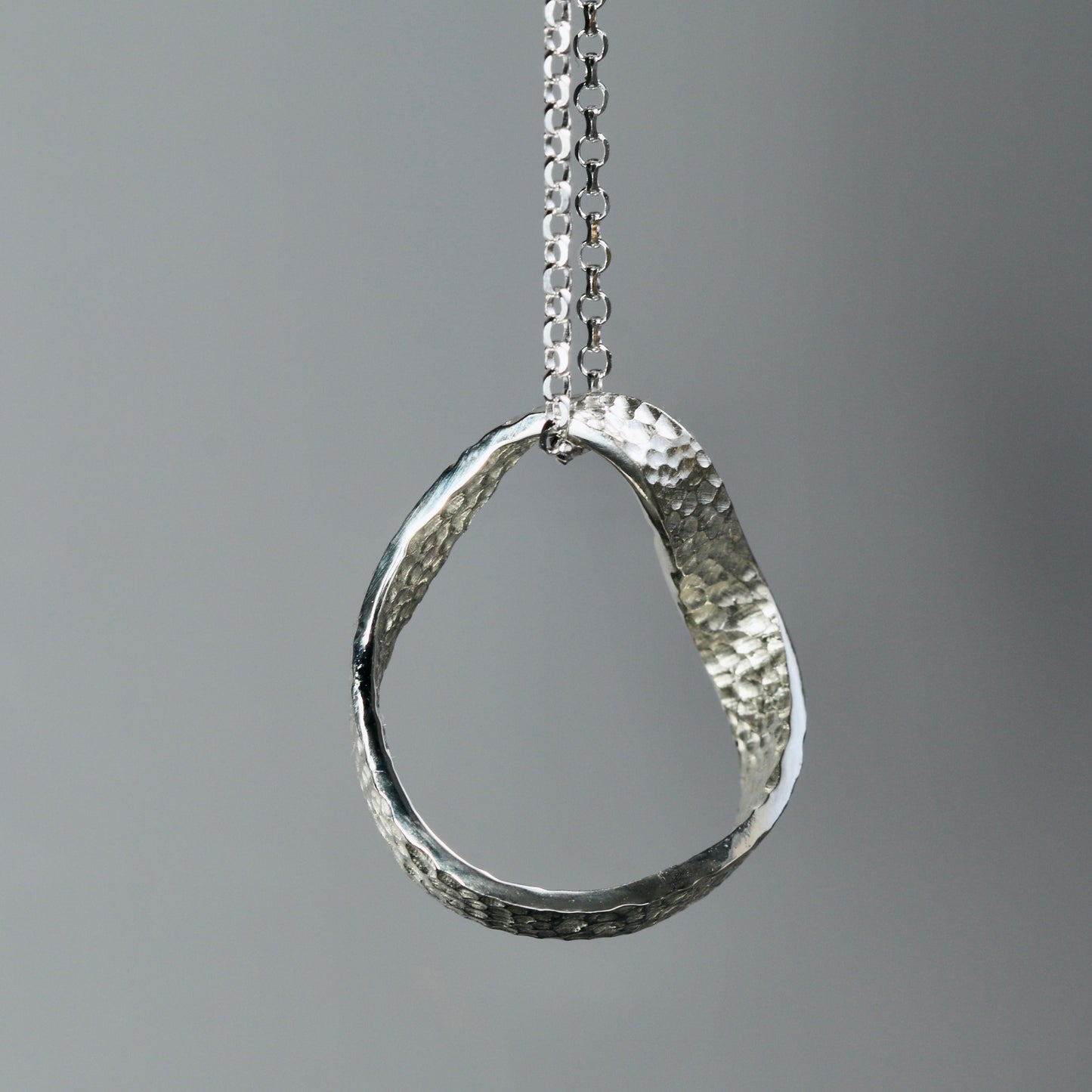 Silver Textured Möbius Twist Ribbon Pendant image 3