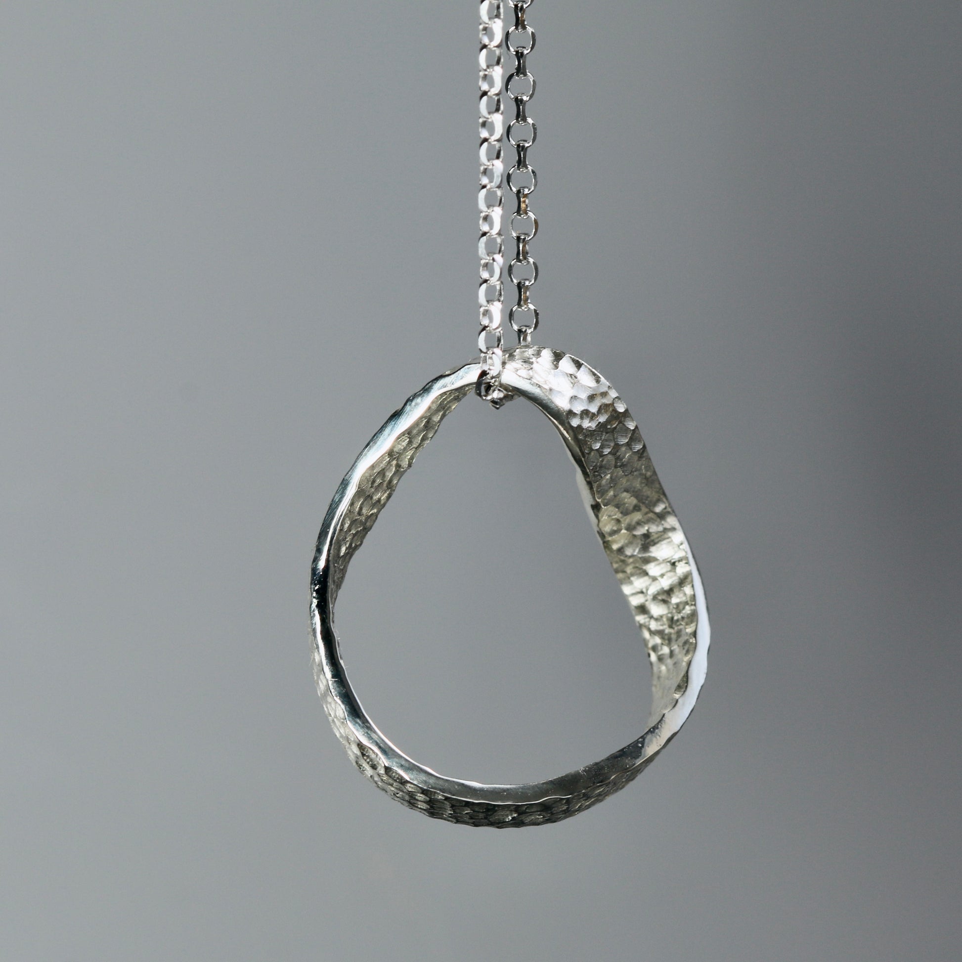 Silver Textured Möbius Twist Ribbon Pendant image 3