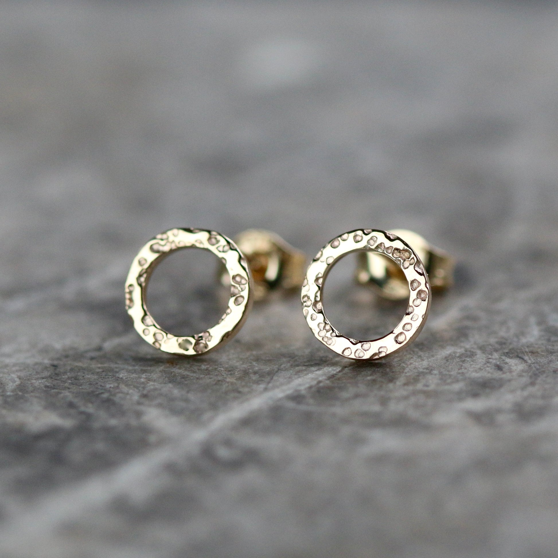 Solid Mini Dot Textured 9ct Yellow Gold Halo Studs image 4