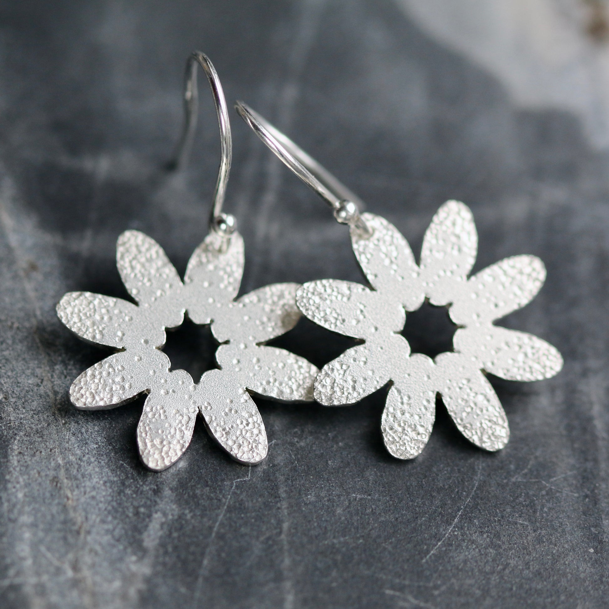 Floral Dot Textured Drop Earrings image 2