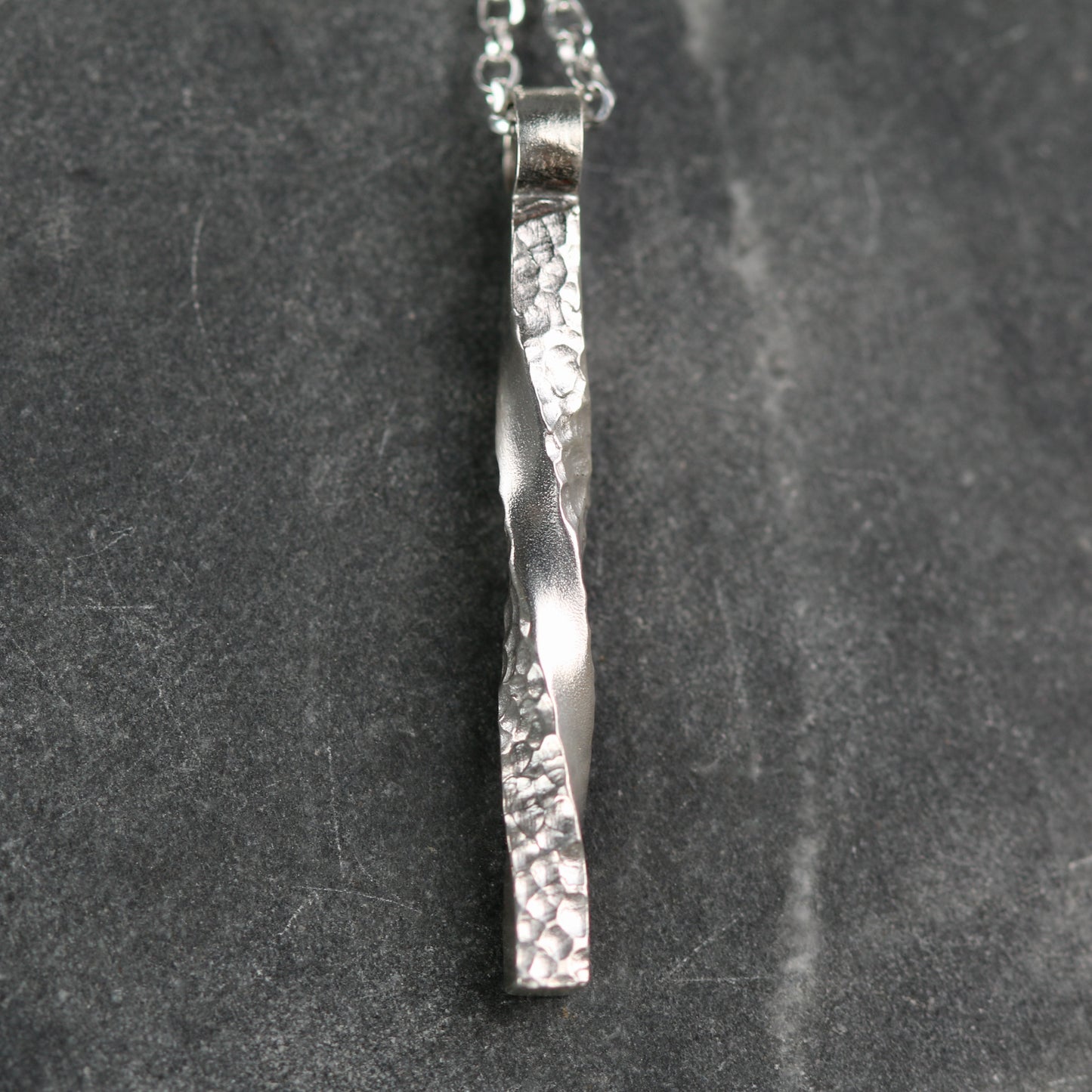 Silver Textured Twist Column Pendant image 0