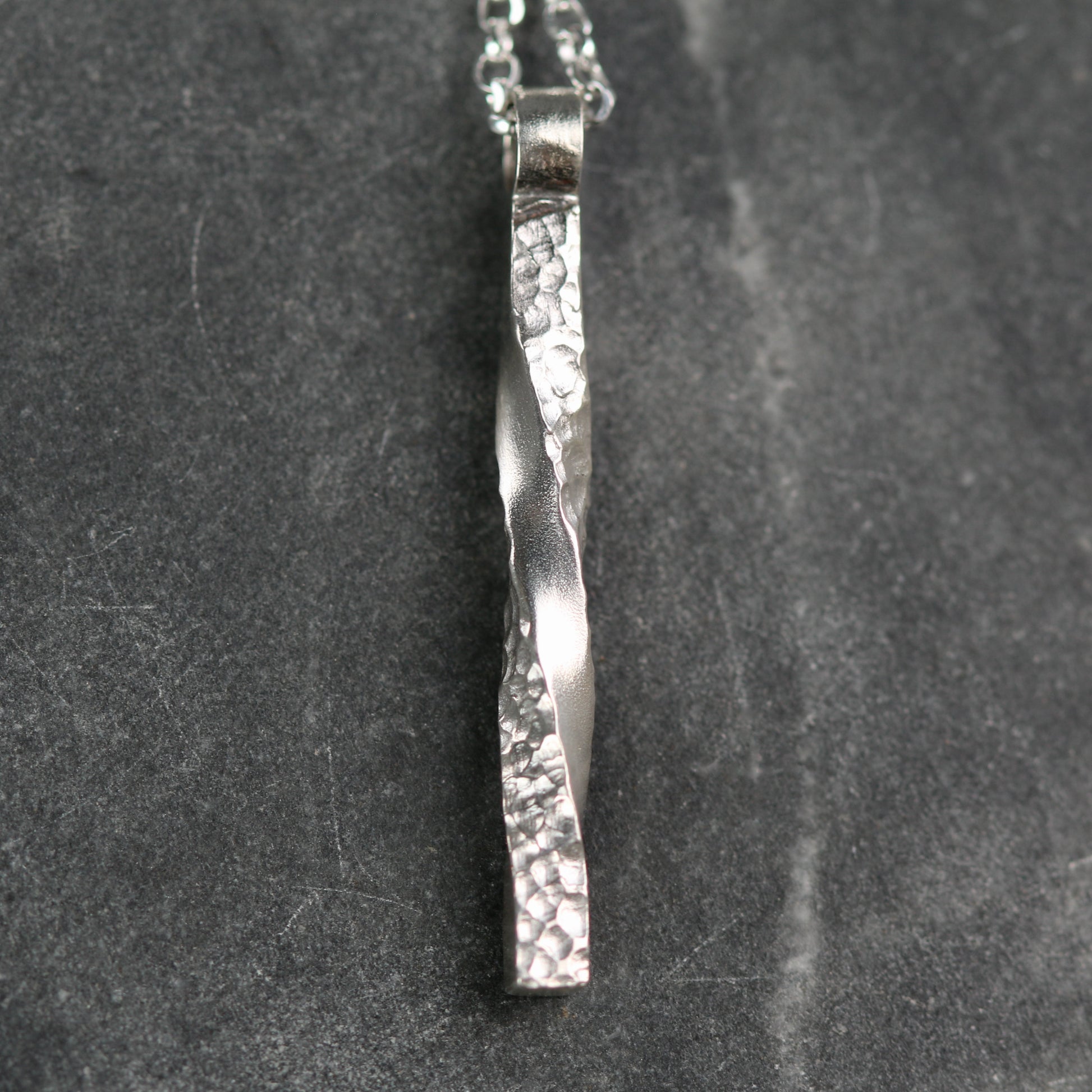 Silver Textured Twist Column Pendant image 0