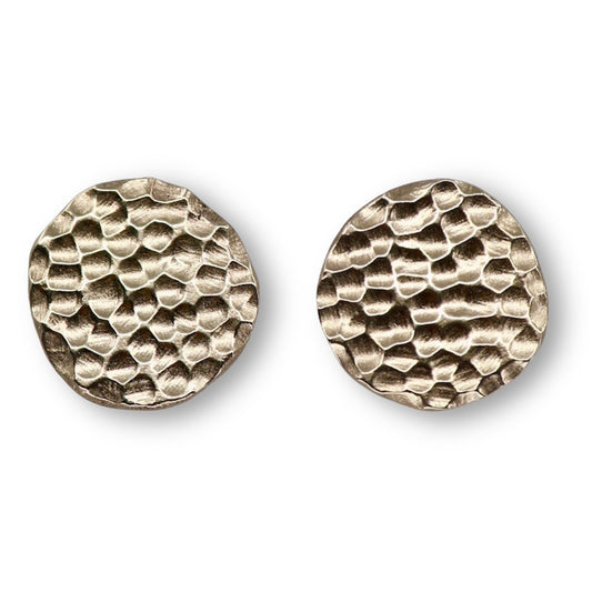 Recycled Solid 9ct Gold Hammered Disc Studs image 0