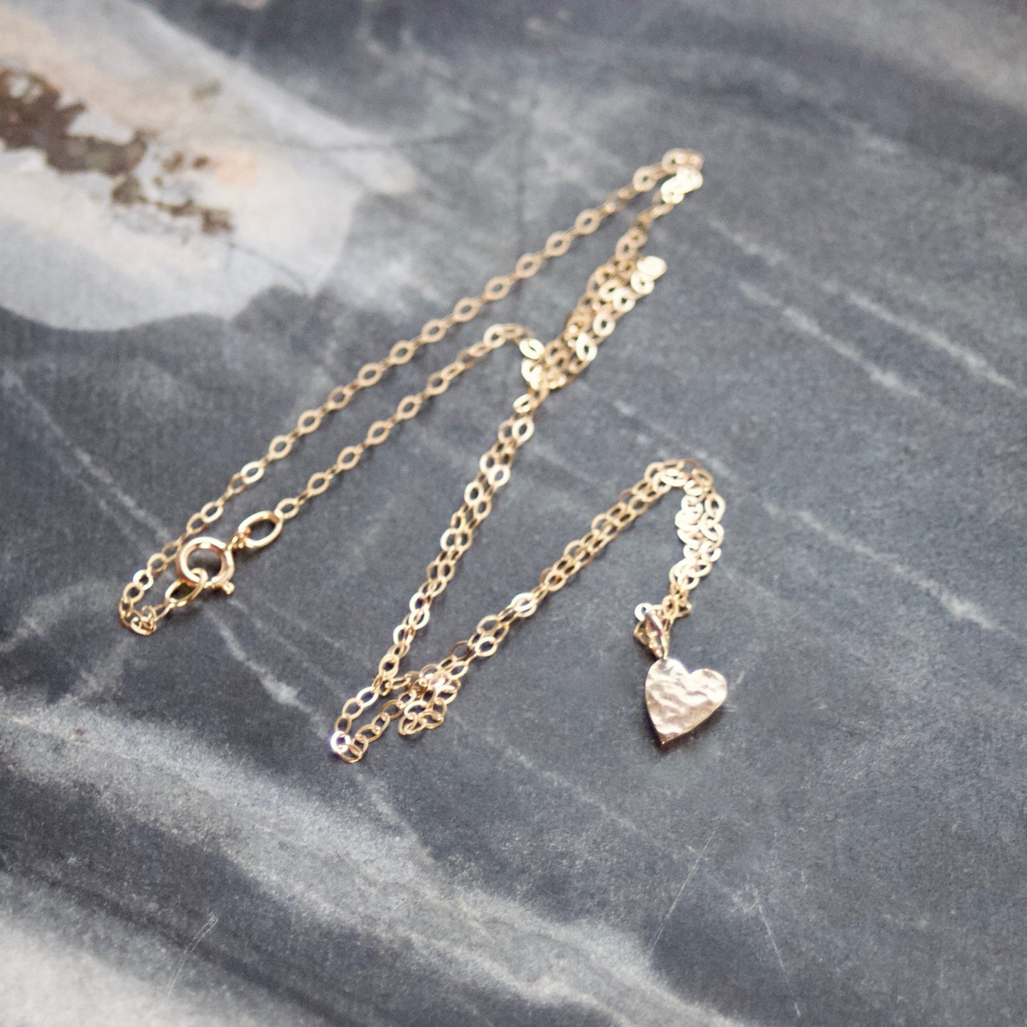 Solid 9ct Gold Heart Delicate Necklace image 1