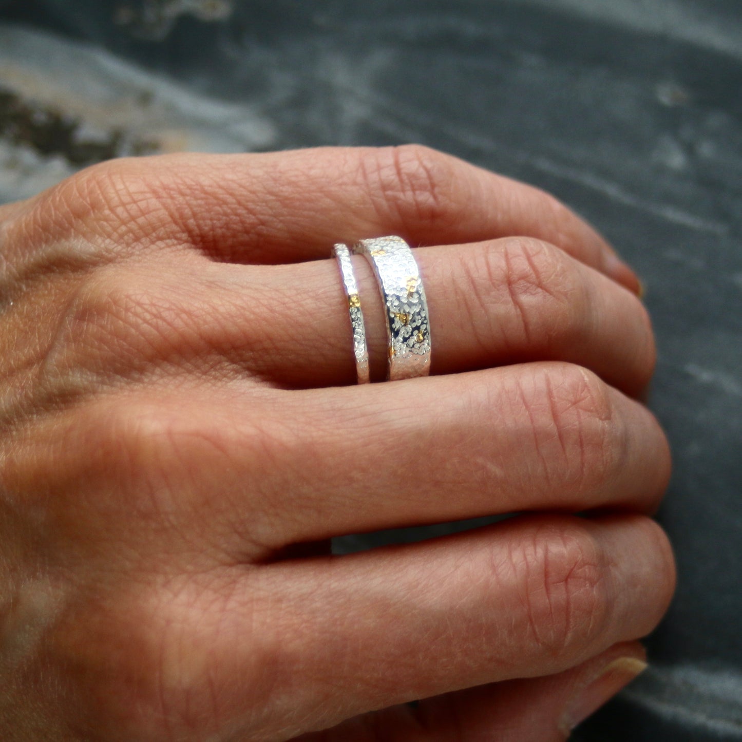 Confetti Keum Boo Silver & Gold Textured 4mm Ring image 8