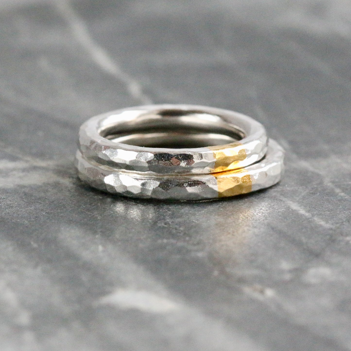 Round 3mm Hammered Silver & Gold Keum Boo Ring image 6