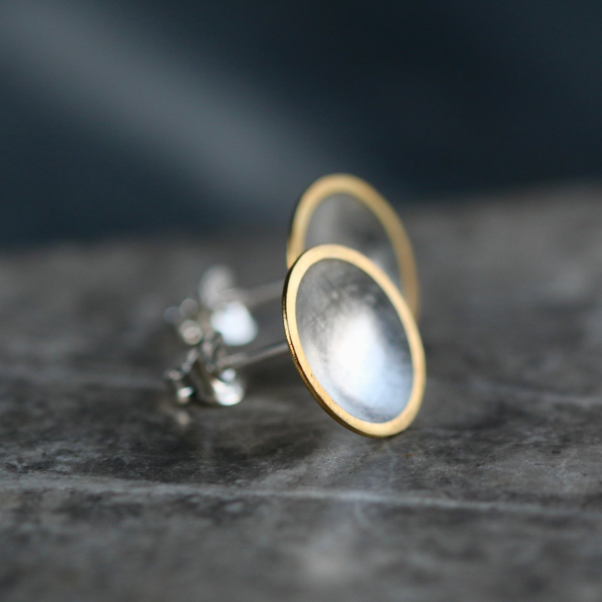 Silver + Gold Concave Disc Studs image 3