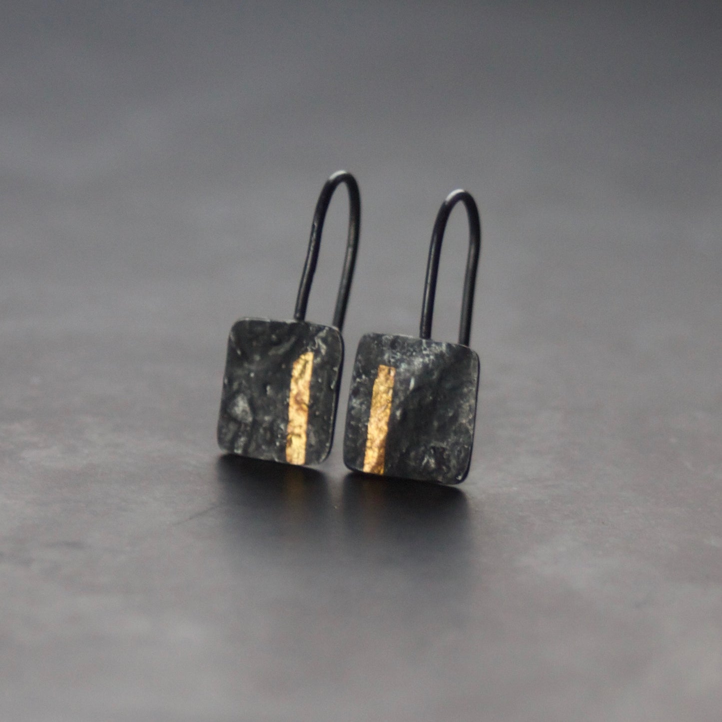 LINEAR Oxidised Square-ish Drop Earrings image 0