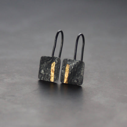 LINEAR Oxidised Square-ish Drop Earrings image 0
