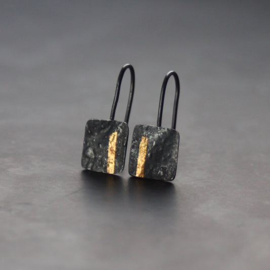 LINEAR Oxidised Square-ish Drop Earrings image 0