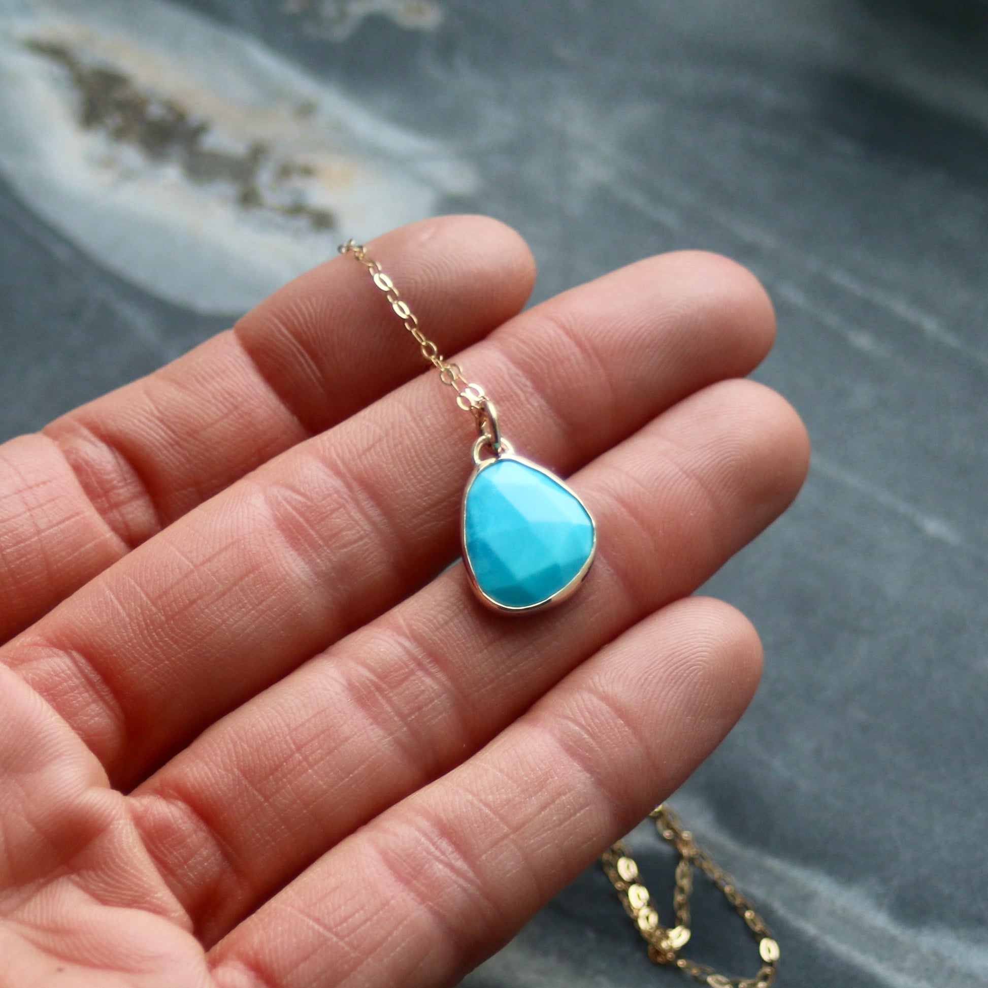 Turquoise & Gold Pendant Necklace image 5