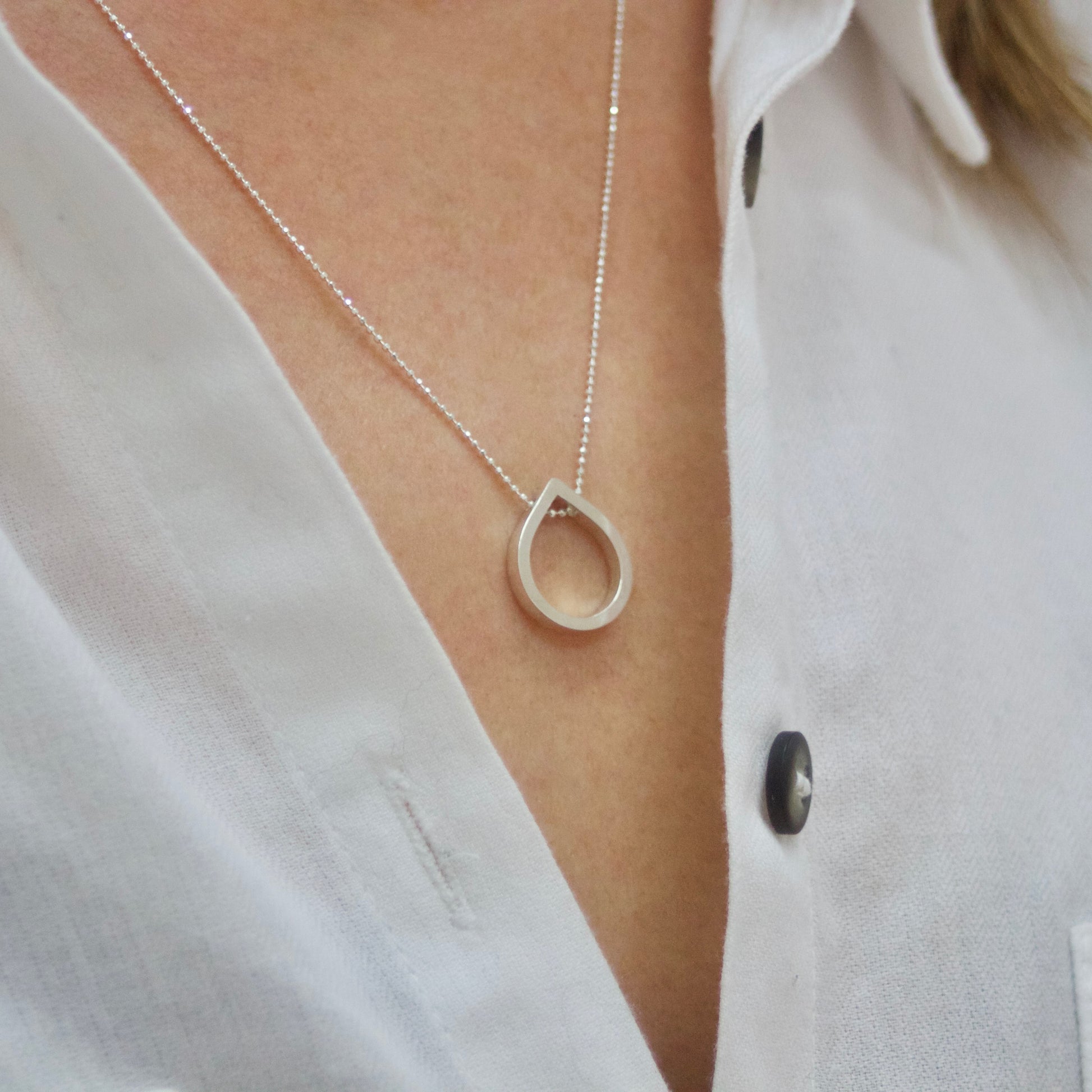 Solid Silver LC Teardrop Slider Necklace image 5