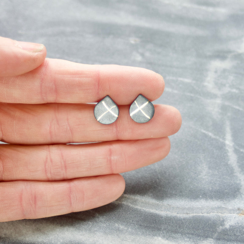 LC Oxidised 10mm X Keum Boo Stud Earrings image 5