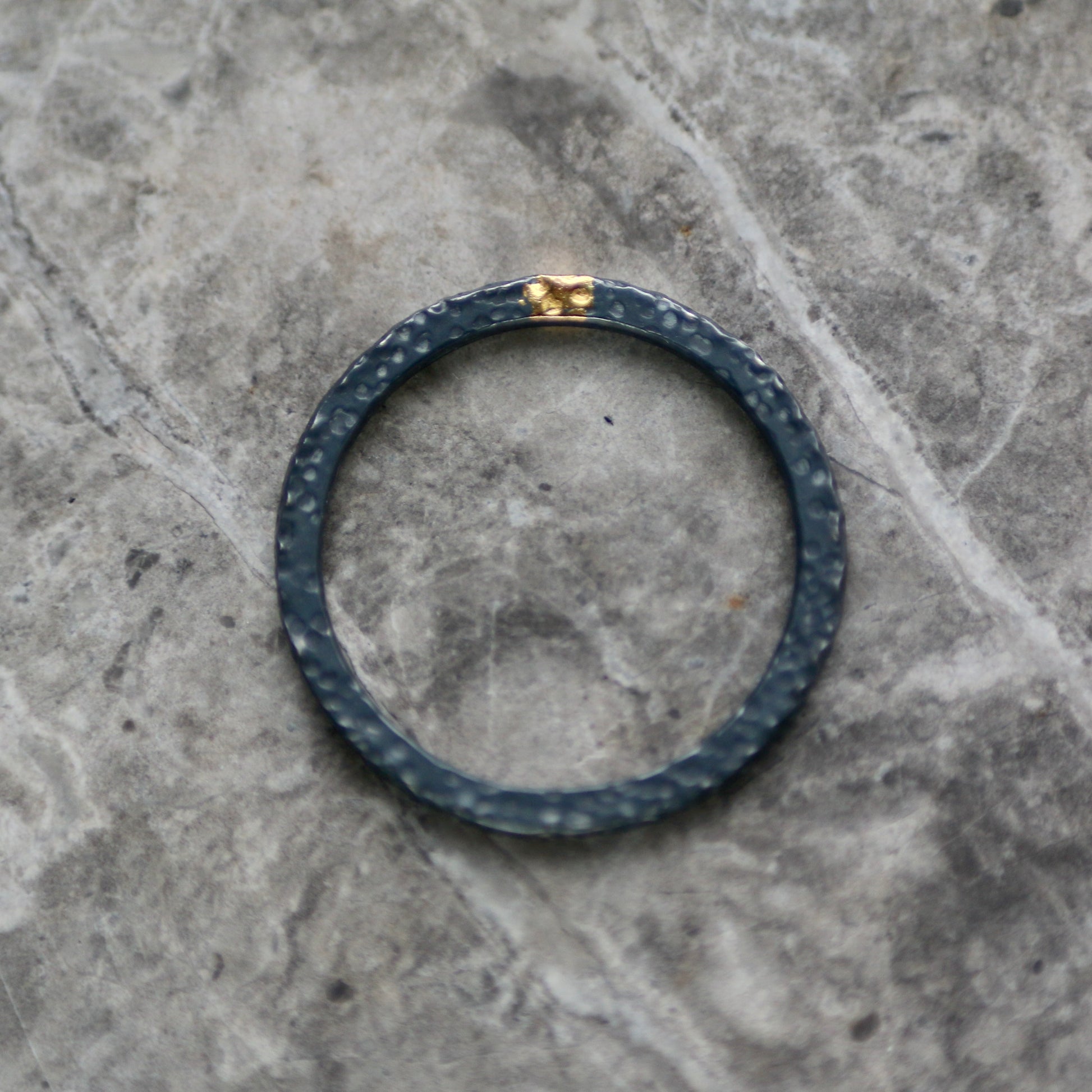 Oxidised Dot Textured Silver & Gold Textured Skinny Stacking Ring image 2