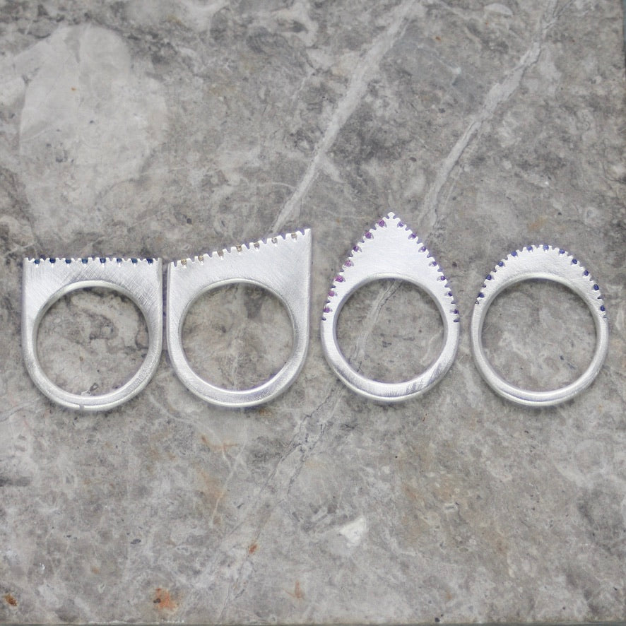 Purple Sapphire Oval Pavé Slice Ring image 7