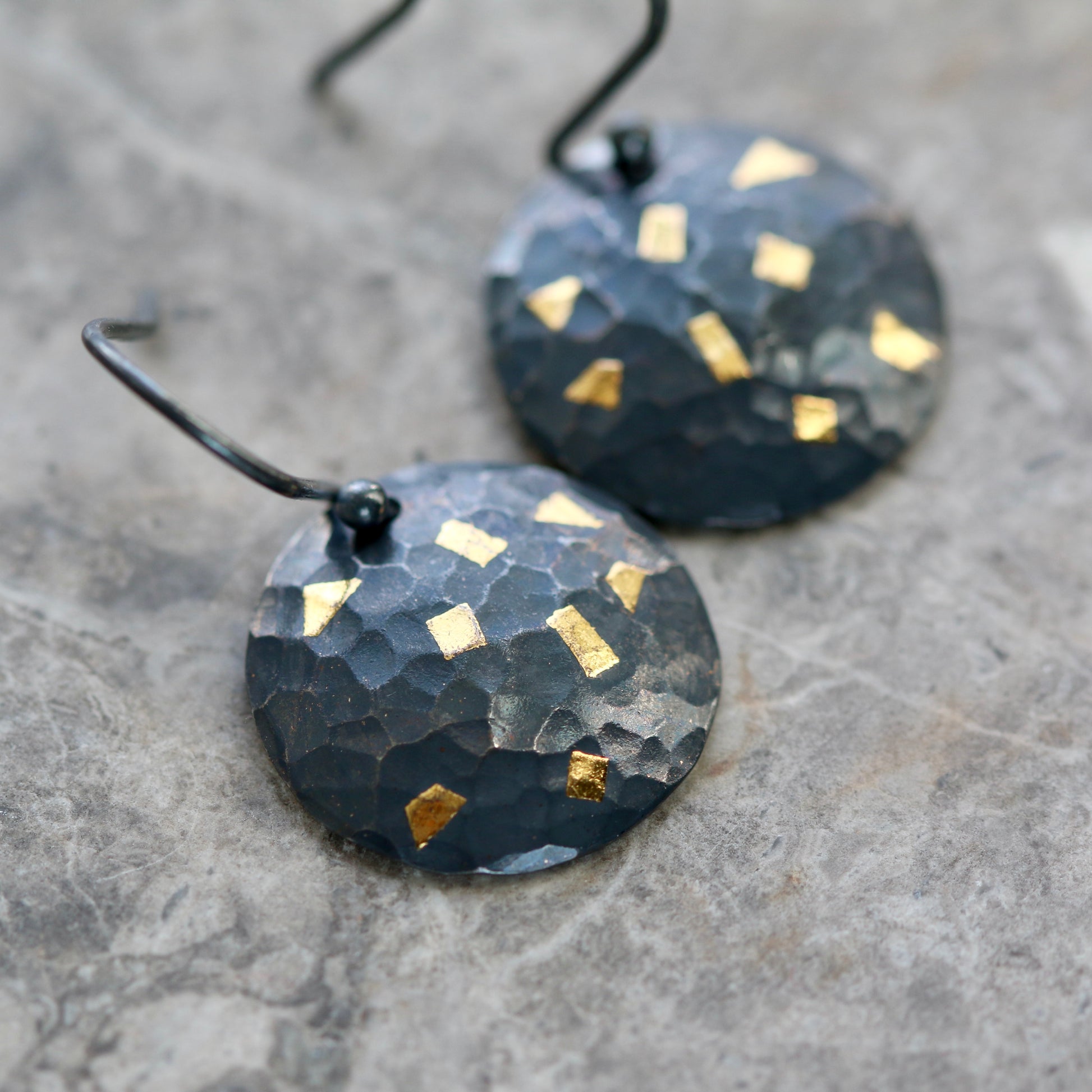 Keum Boo Oxidised Circle Confetti Drop Earrings image 3