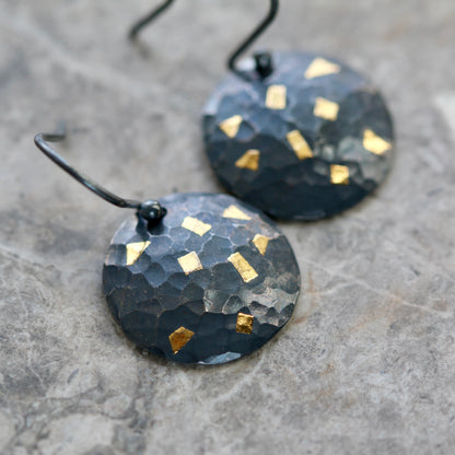 Keum Boo Oxidised Circle Confetti Drop Earrings image 3