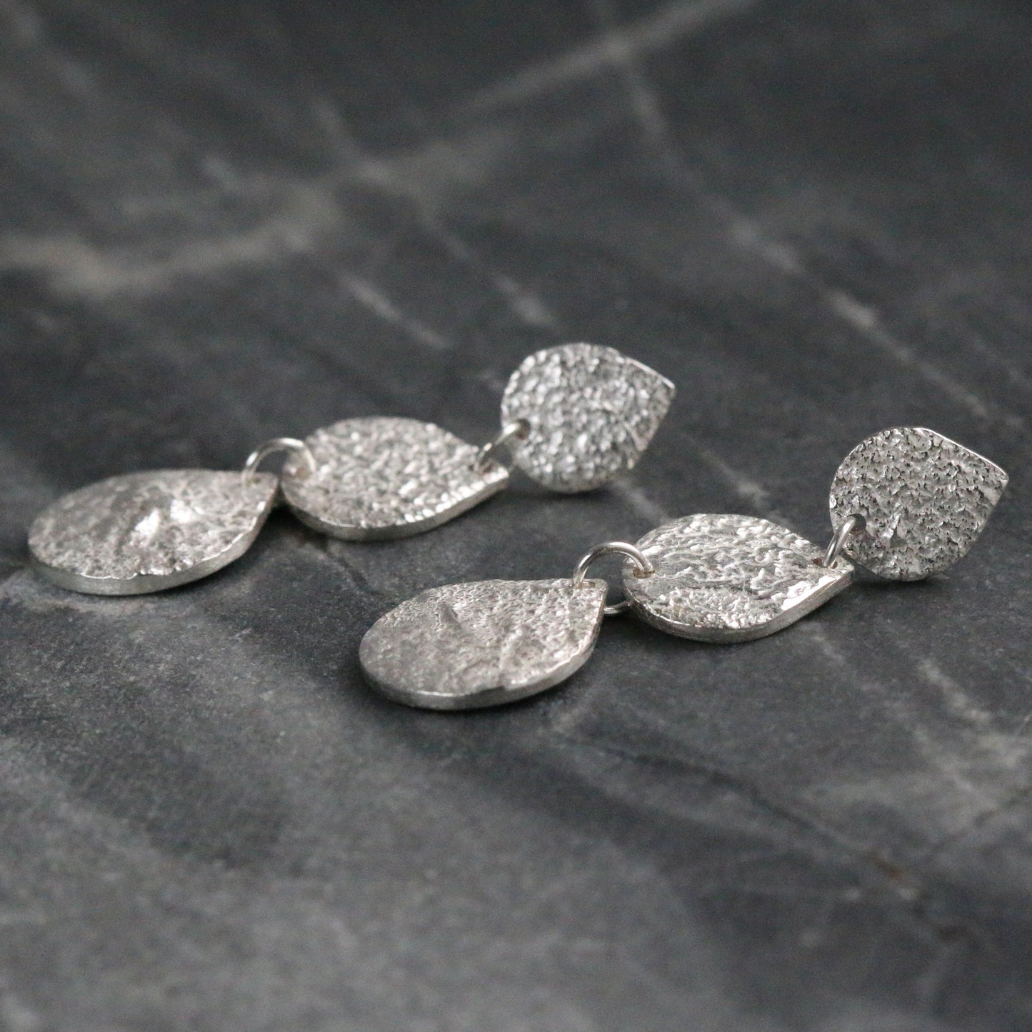 Triple Teardrop Silver Earrings image 5