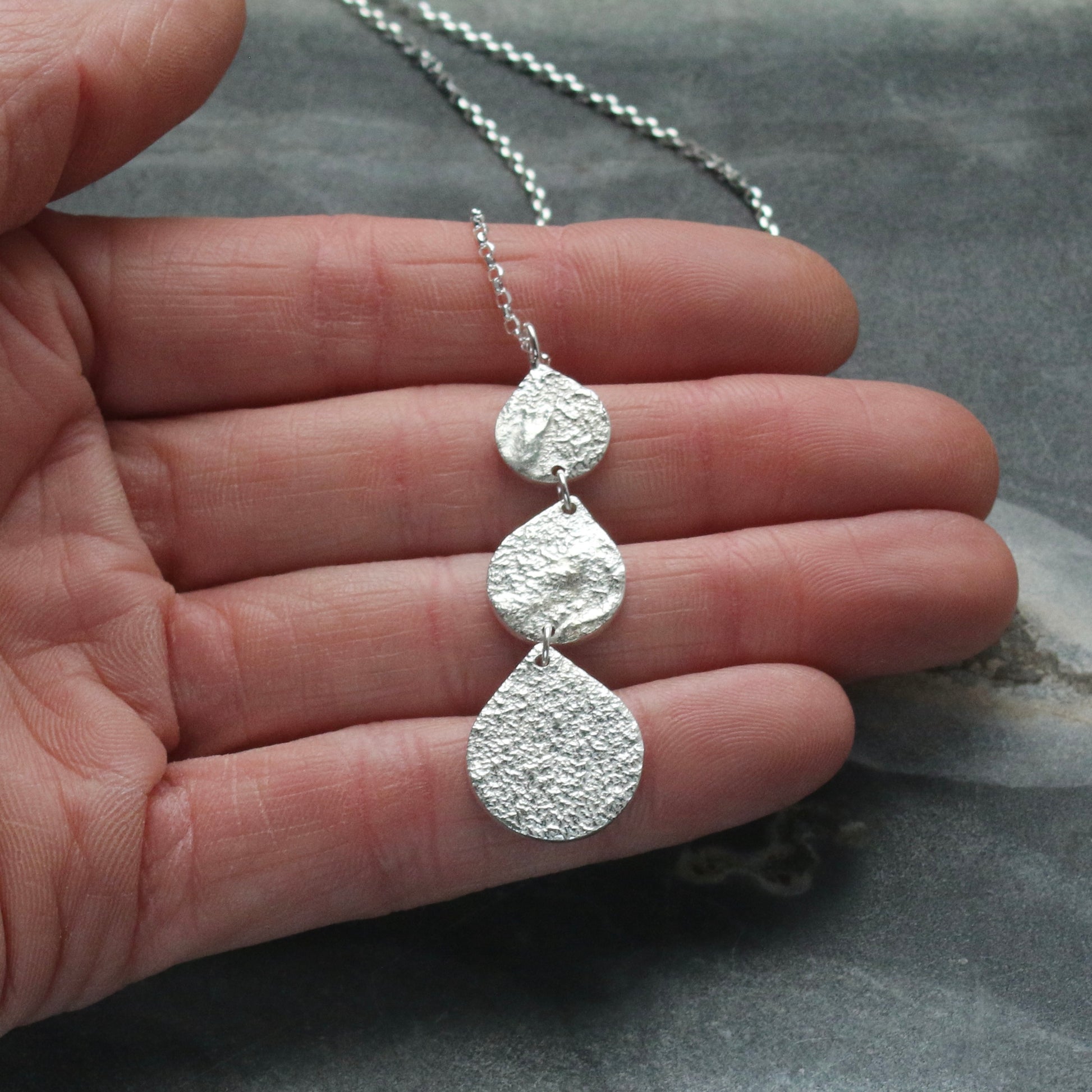 Triple Teardrop Silver Necklace image 3