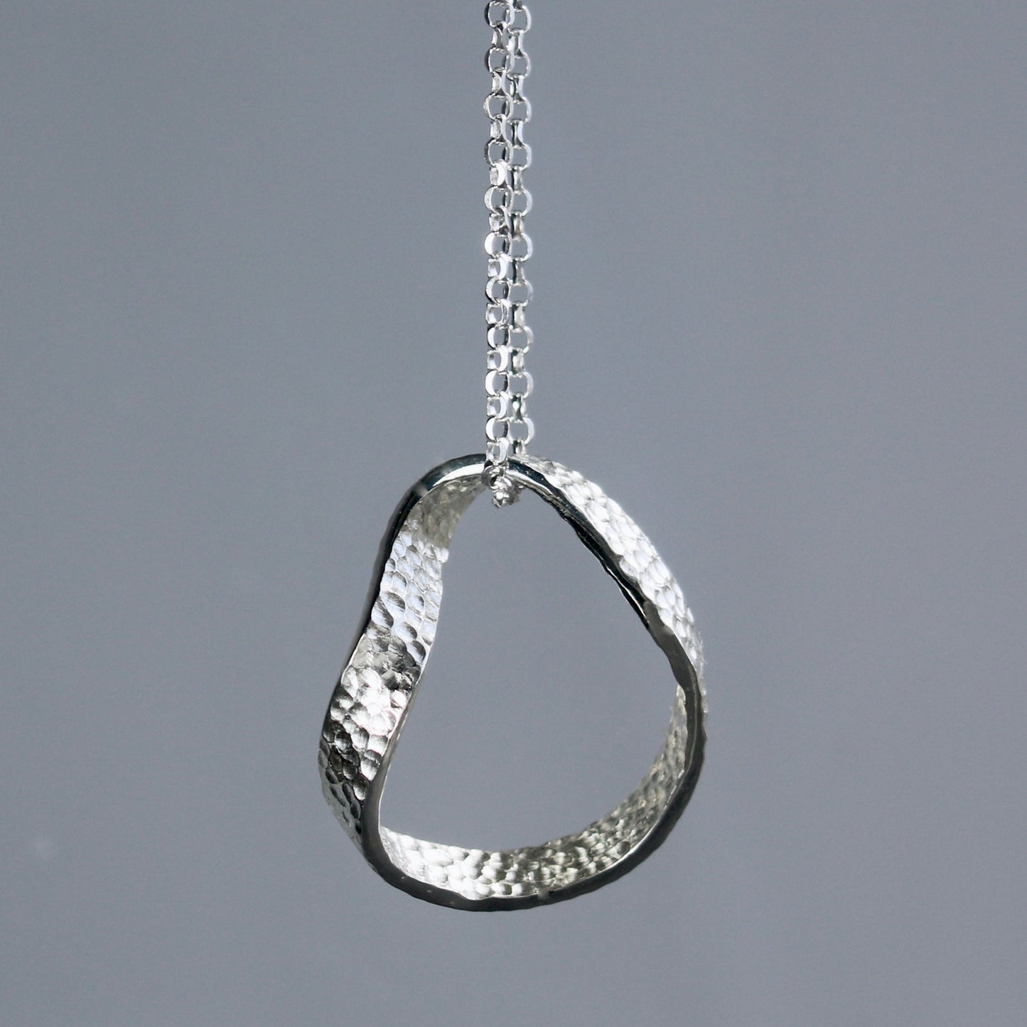 Silver Textured Möbius Twist Ribbon Pendant image 4