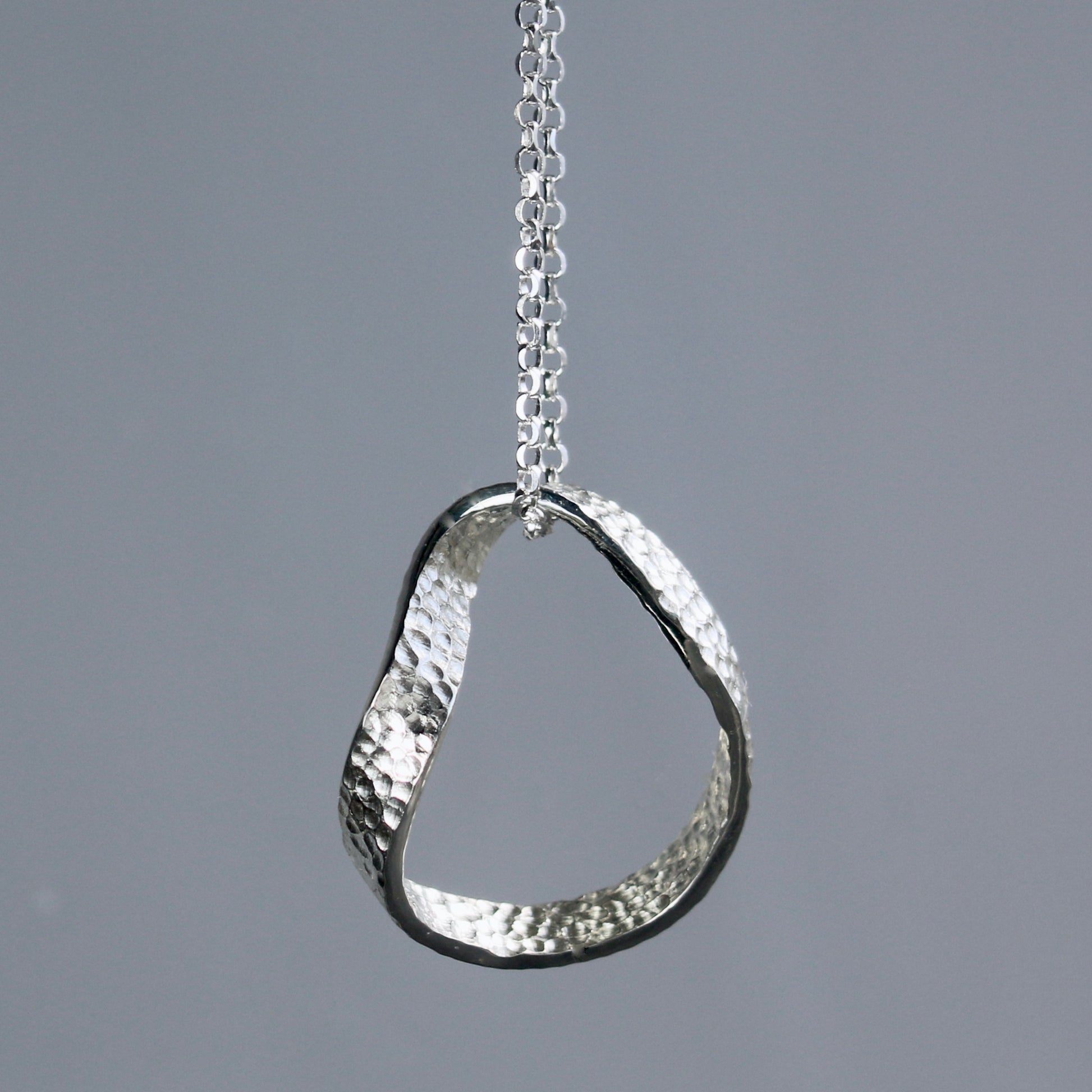 Silver Textured Möbius Twist Ribbon Pendant image 4