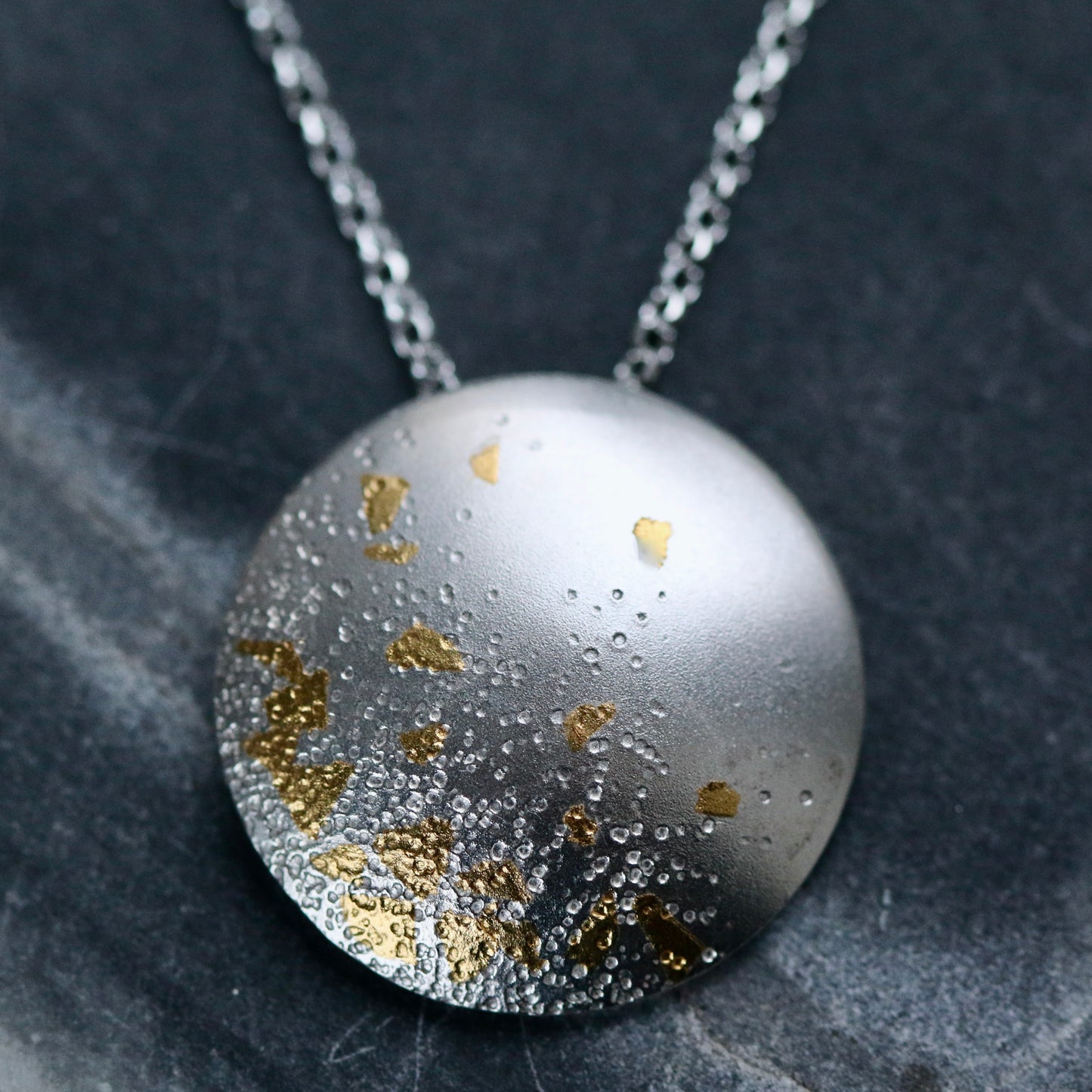Keum Boo Silver + Gold Circle Confetti Drop Pendant Necklace image 0