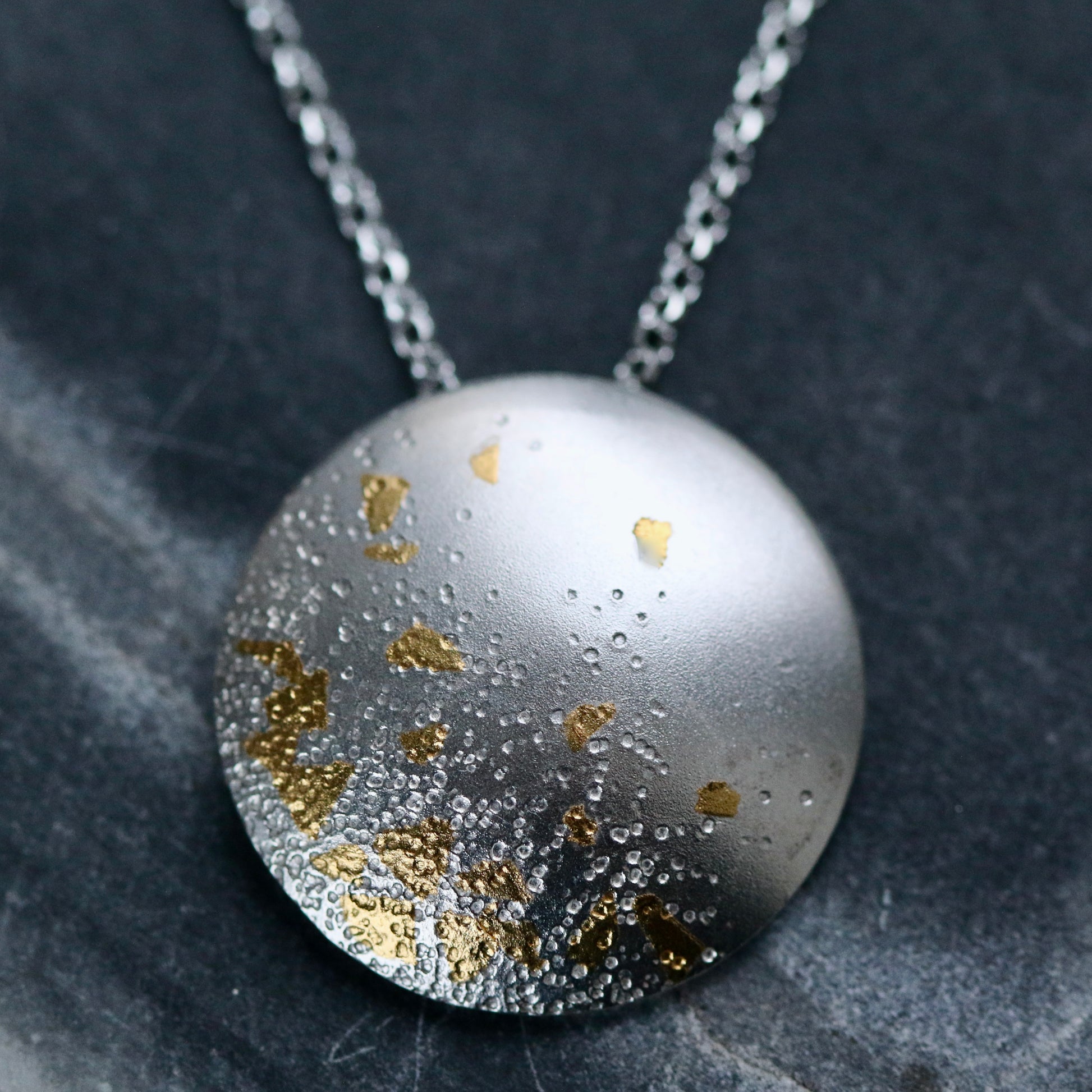 Keum Boo Silver + Gold Circle Confetti Drop Pendant Necklace image 0