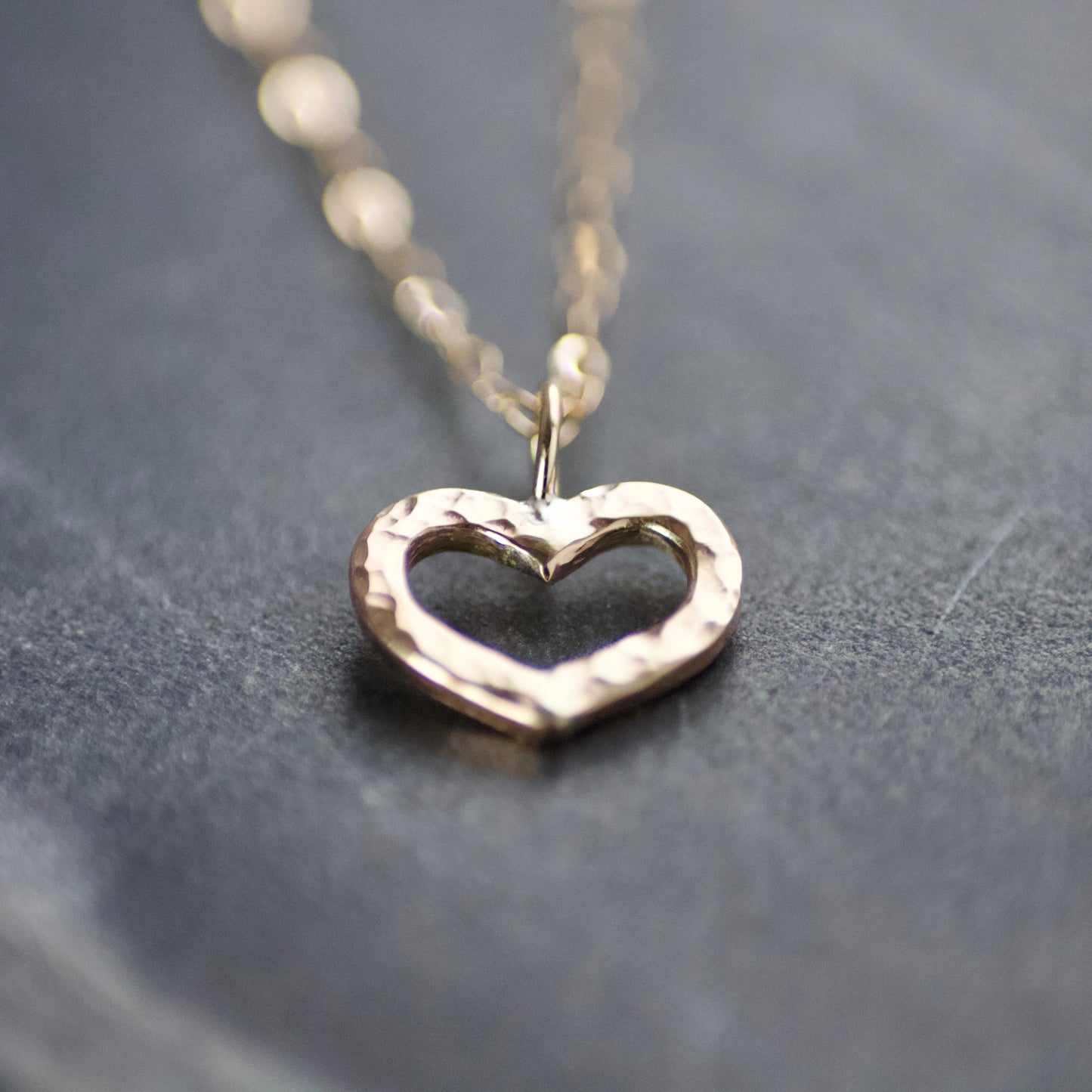 Solid Recycled 9ct Gold Open Heart Delicate Necklace image 0