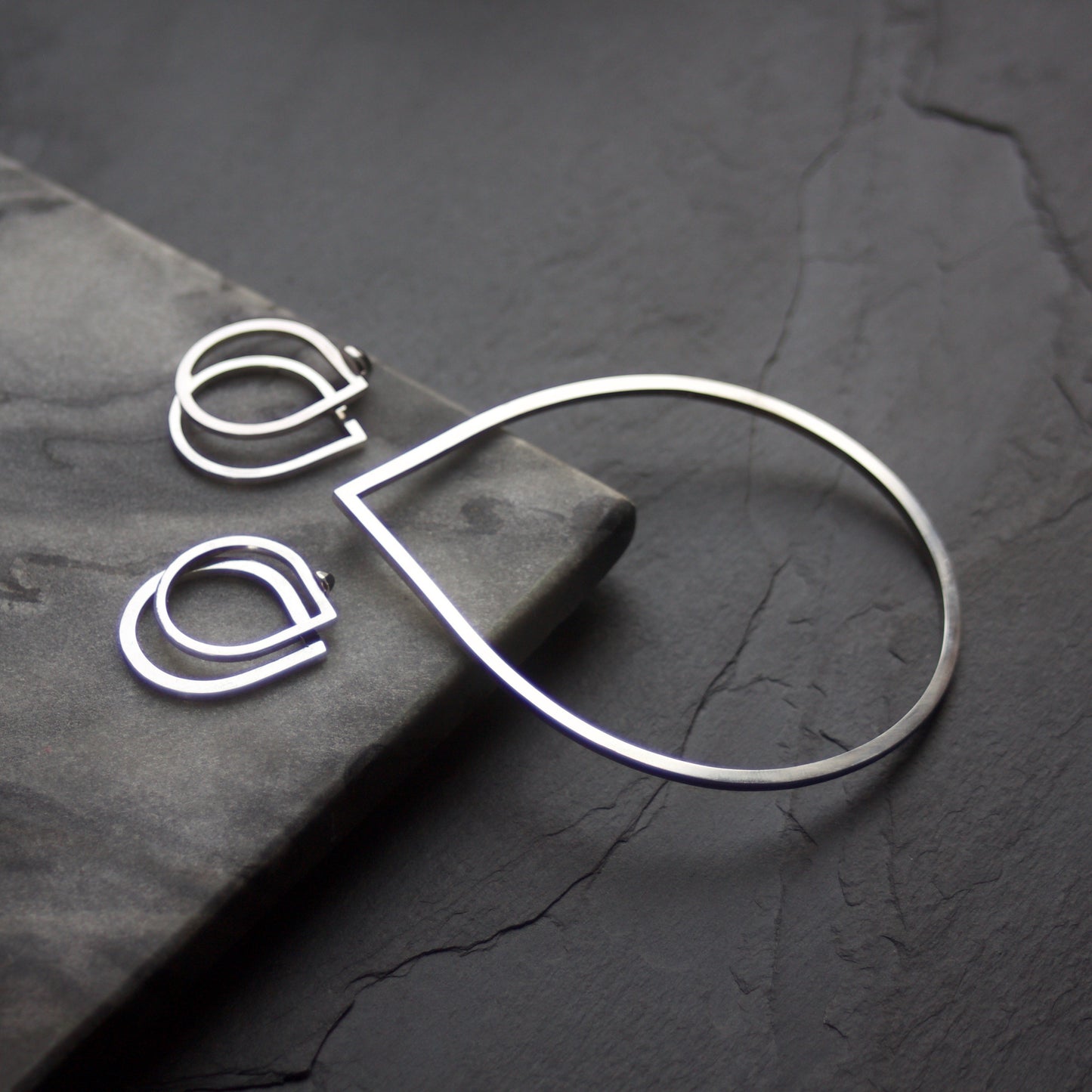 LC Right Angle Solid Silver Bangle image 7