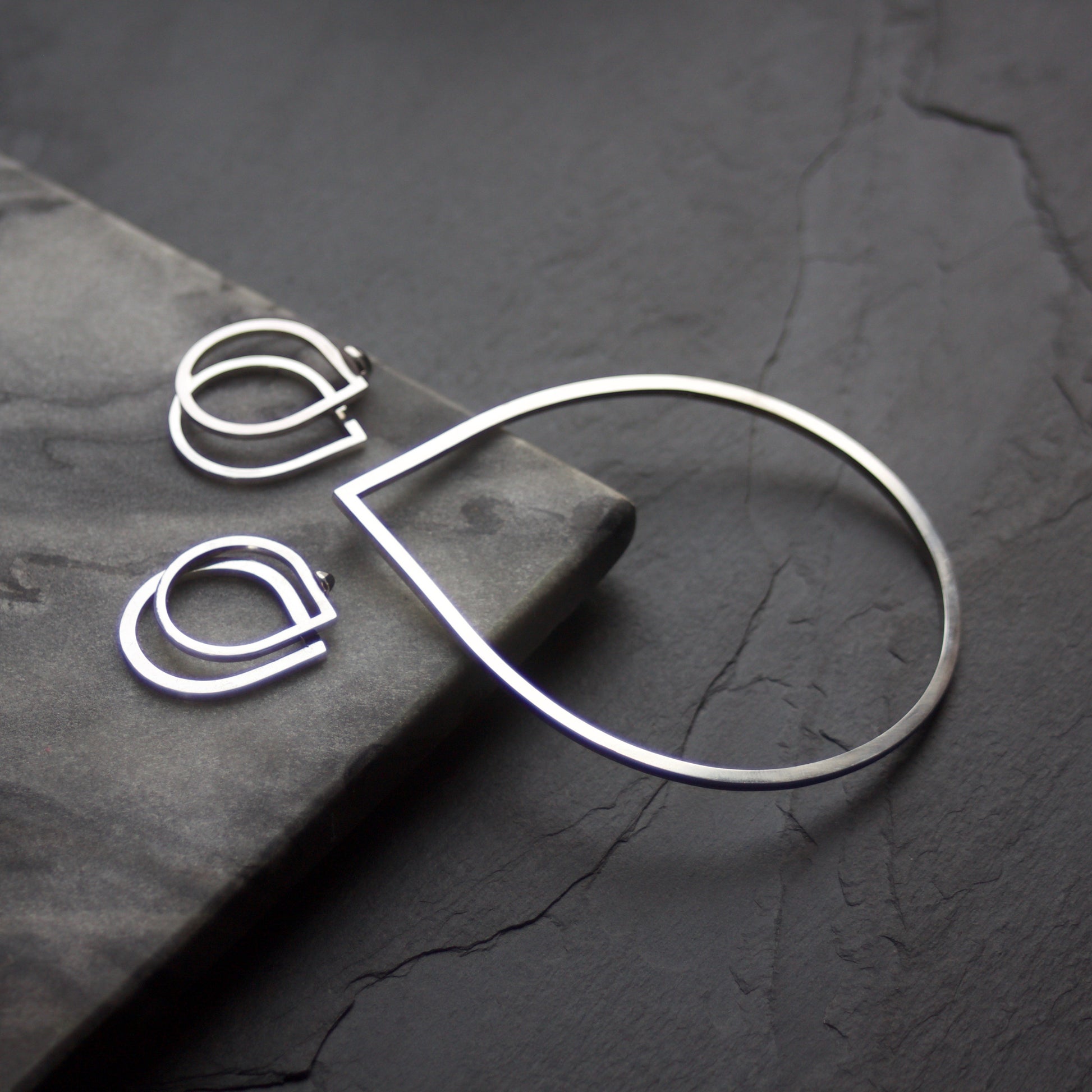 LC Right Angle Solid Silver Bangle image 7