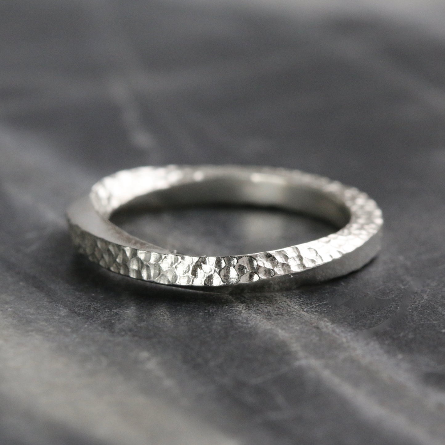 Silver Textured Möbius Twist Ring image 0