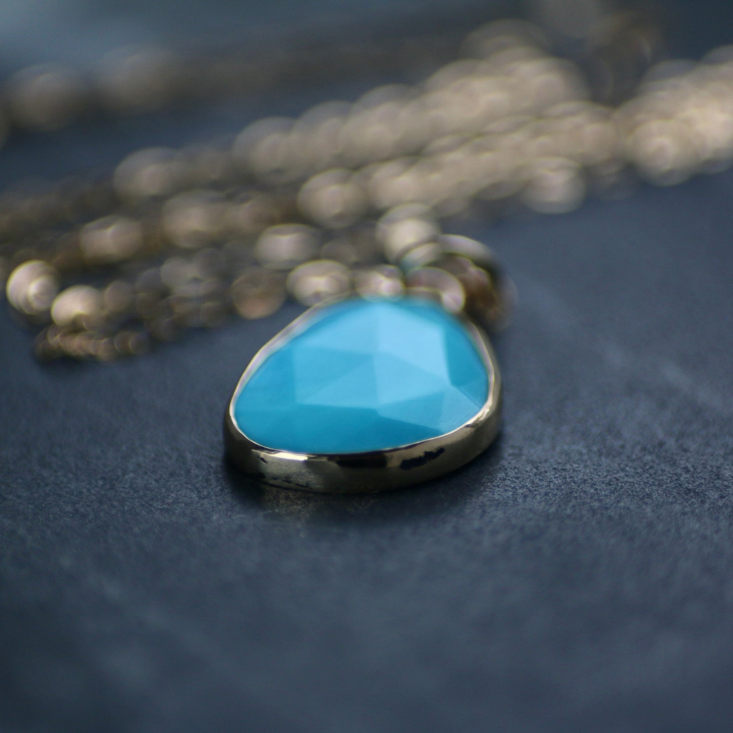 Turquoise & Gold Pendant Necklace image 3