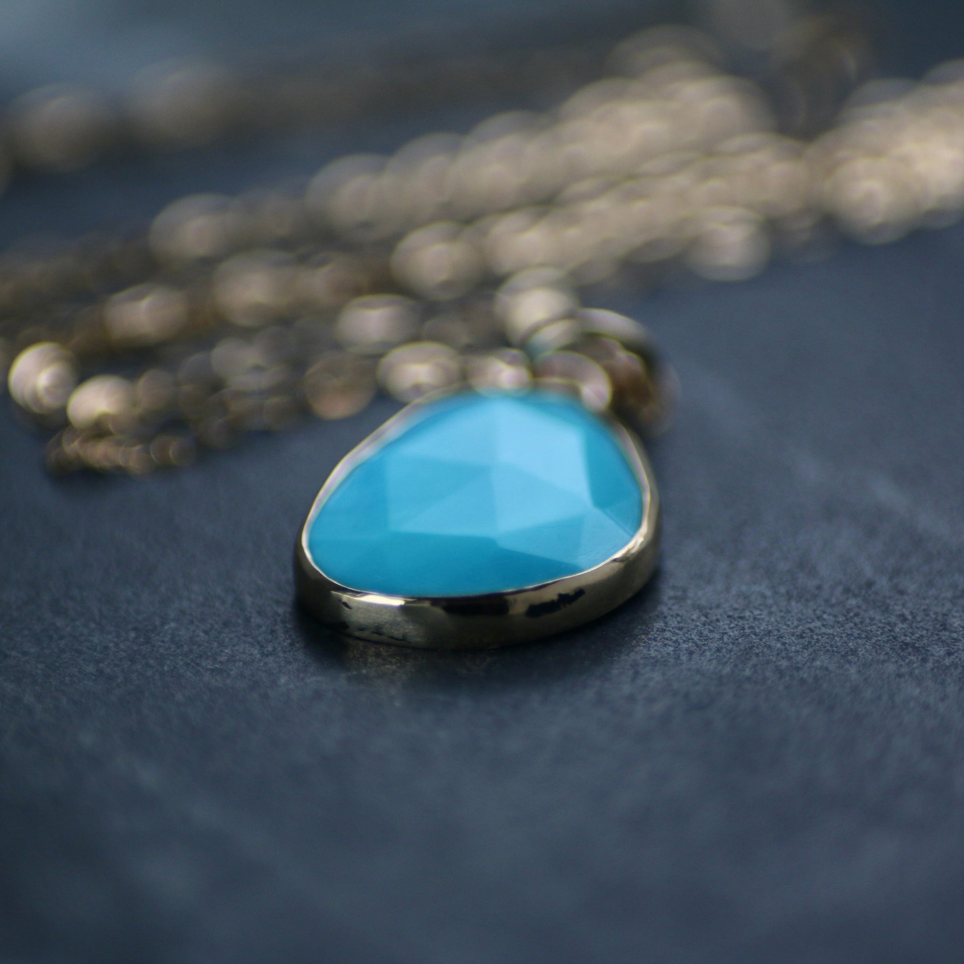 Turquoise & Gold Pendant Necklace image 3