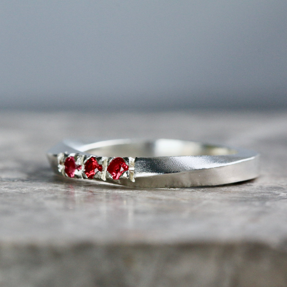 Spinel Silver Twist Ring - UK size M.5 image 1