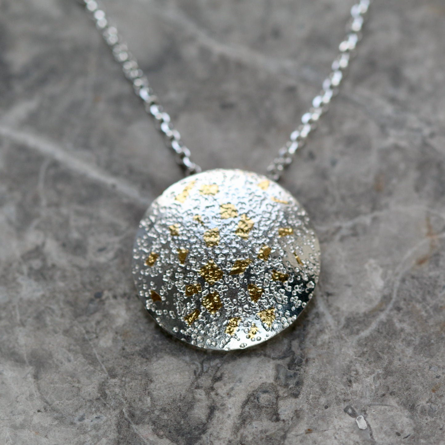 Keum Boo Silver & Gold Circle Confetti Drop Pendant Necklace image 0