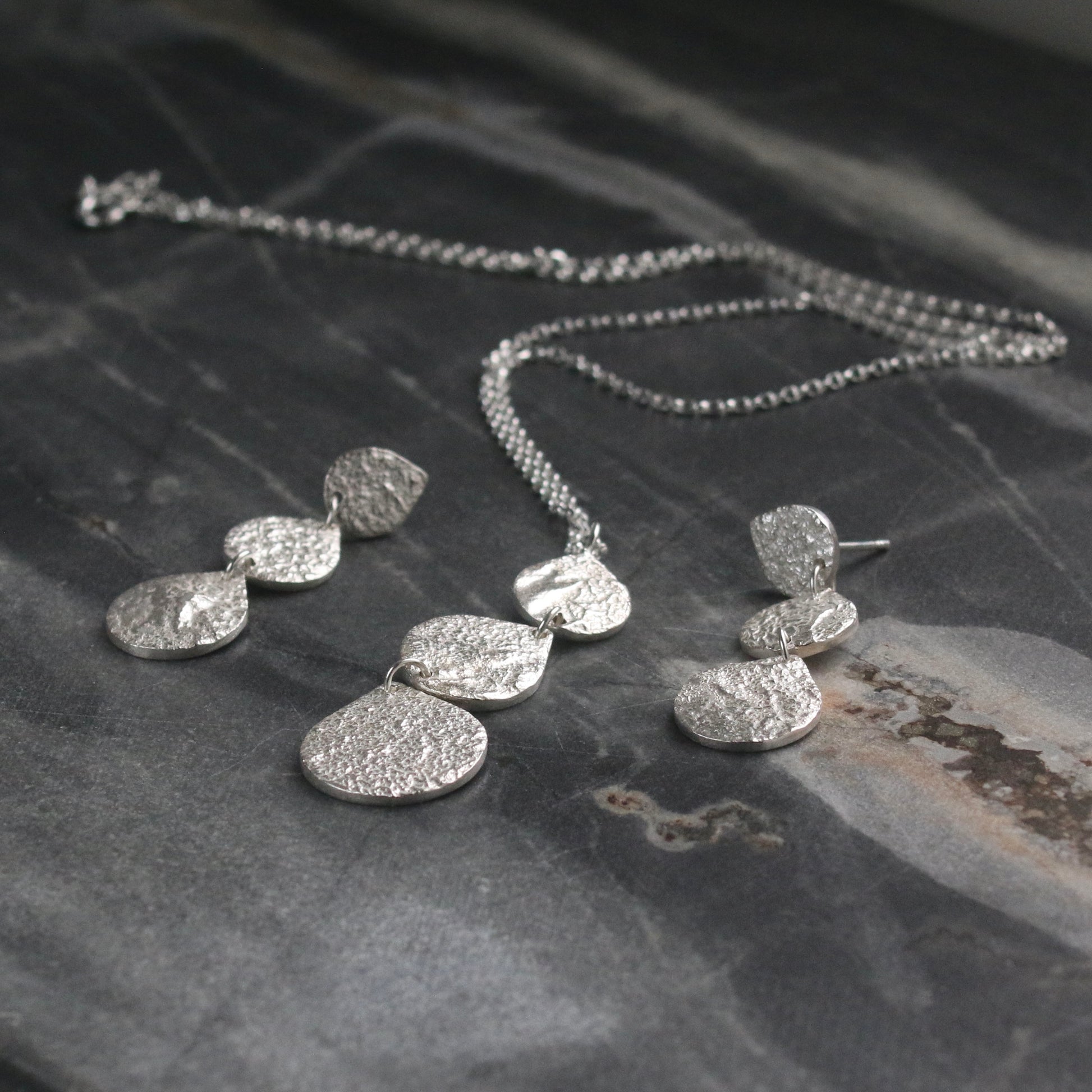 Triple Teardrop Silver Earrings image 3