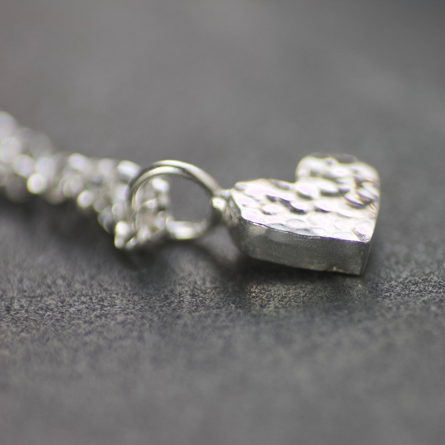 Solid Hammered Sterling Silver Heart Necklace image 4