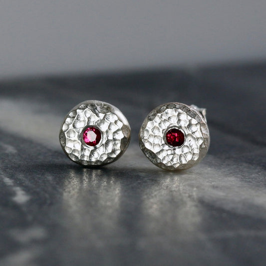 Ruby Solid Silver Pebble Stud Earrings image 0