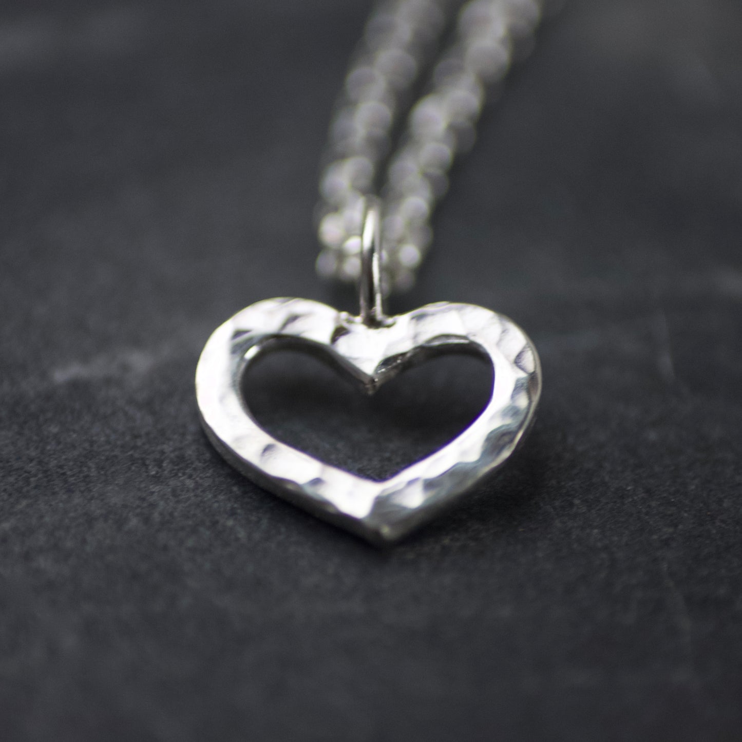 Solid Recycled Sterling Silver Open Heart Delicate Necklace image 3