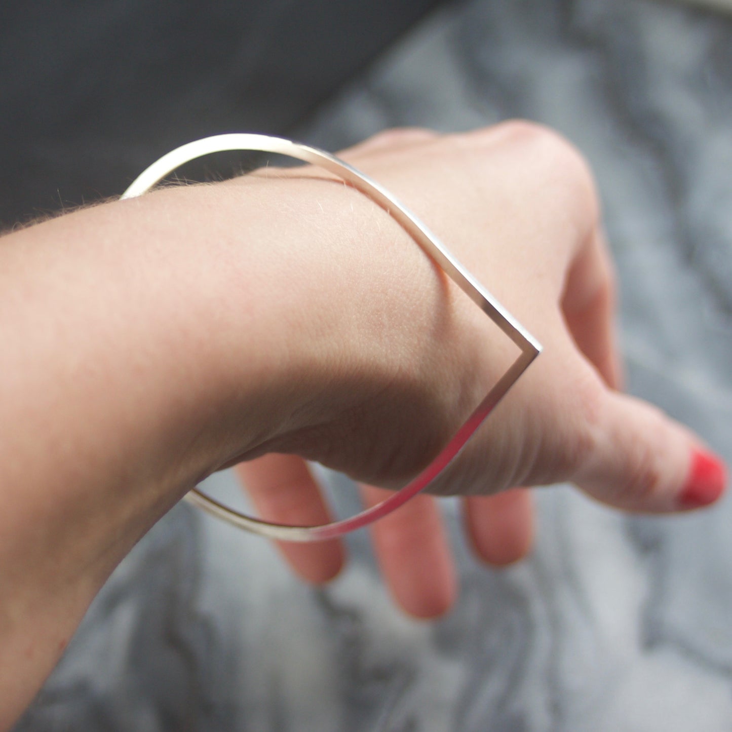 LC Right Angle Solid Silver Bangle image 1