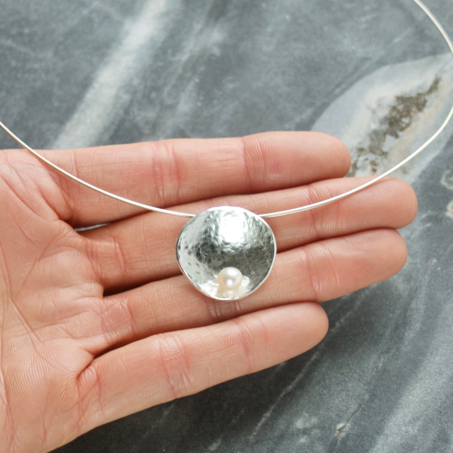 GEOM Pearl & Sterling Silver Cable Necklace image 3