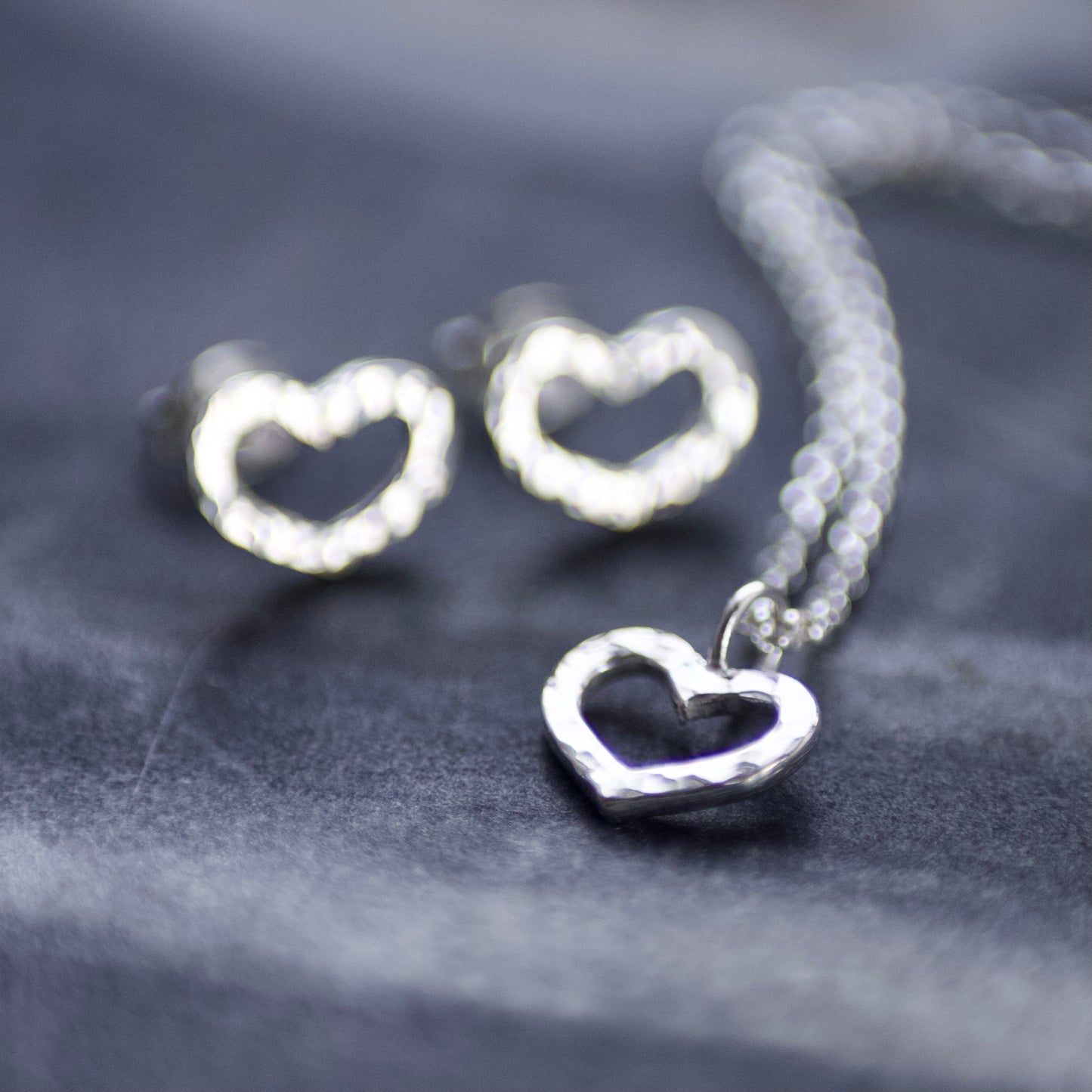 Solid Recycled Sterling Silver Open Heart Delicate Necklace image 1