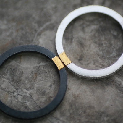 2mm Oxidised Silver & Gold  Keum Boo Textured Ring image 7