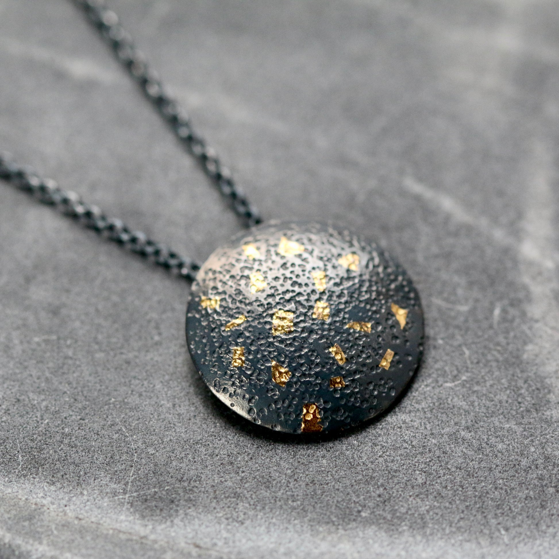 Keum Boo Oxidised Circle Confetti Drop Pendant Necklace image 3