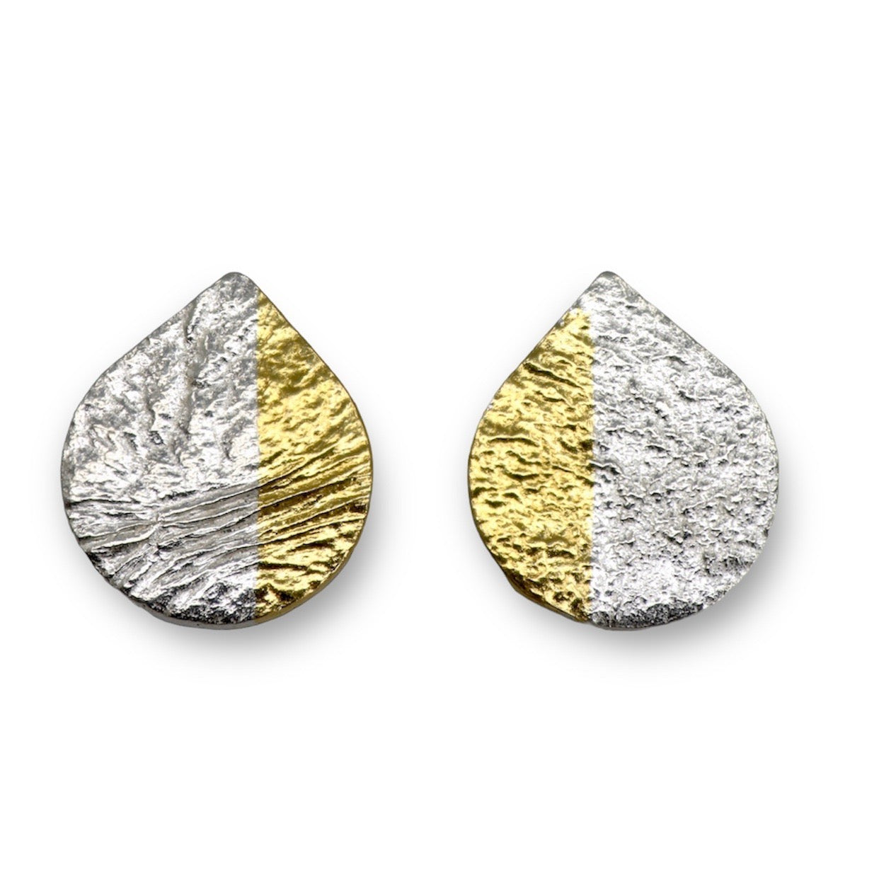 LC Silver & Gold Keum Boo Teardrop Stud Earrings image 0