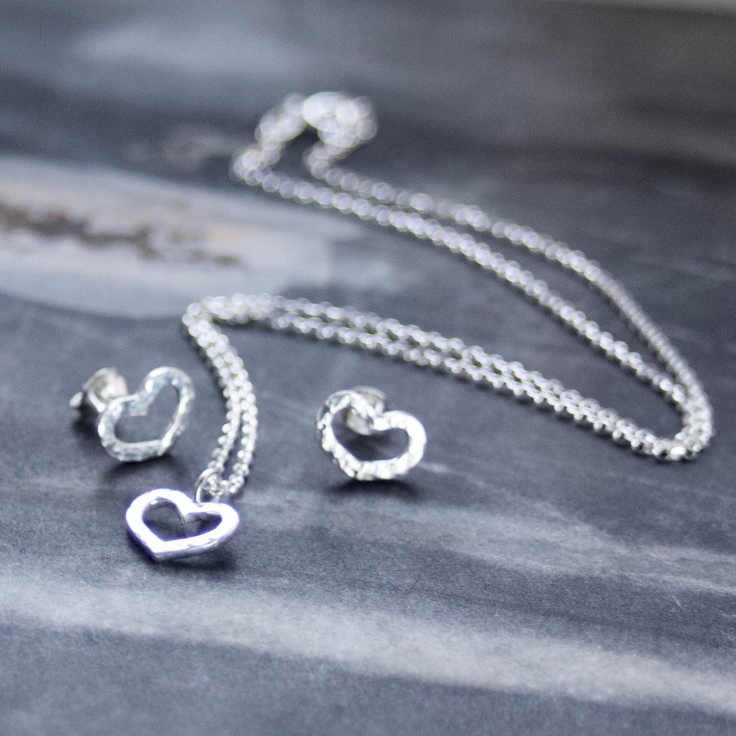 Solid Recycled Sterling Silver Open Heart Delicate Necklace image 7