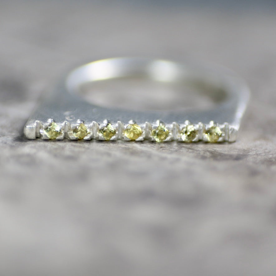 Yellow Sapphire Diagonal Pavé Slice Ring image 3