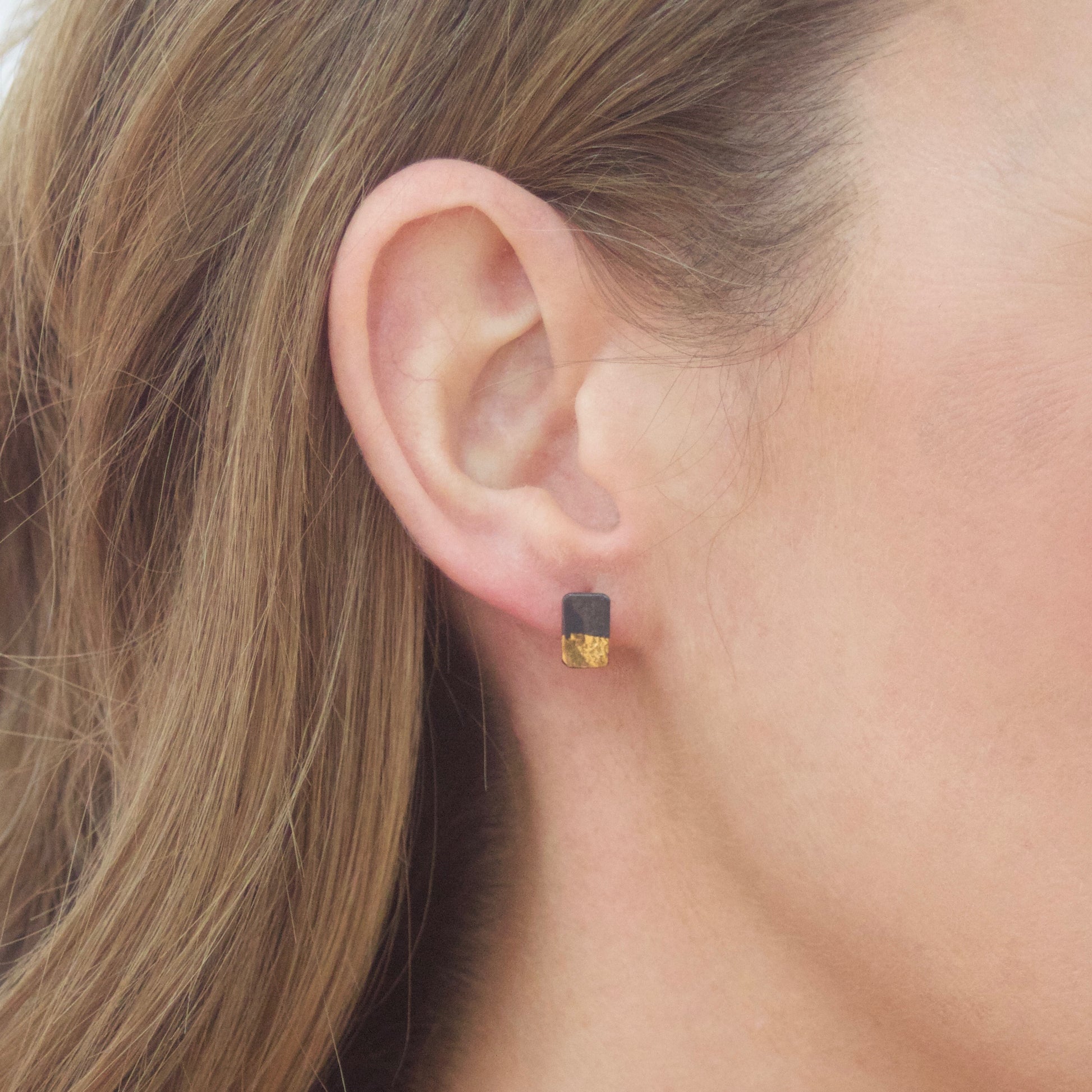 LINEAR Oxidised Mini Dip Block Stud Earrings image 3