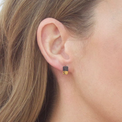 LINEAR Oxidised Mini Dip Block Stud Earrings image 3